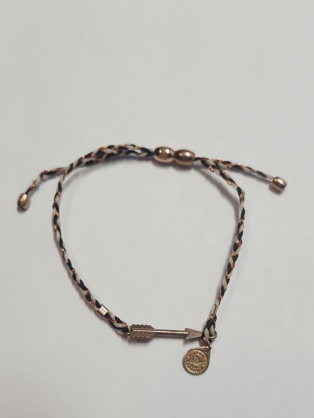 Alex And Ani Precious Threads 925 Braided Arrow Bracelet Black White Rose Gold